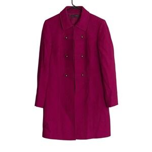 Isabella DeMarco Long Jacket Fushia Eye Hook Closure Wool Blend Elegant Classy